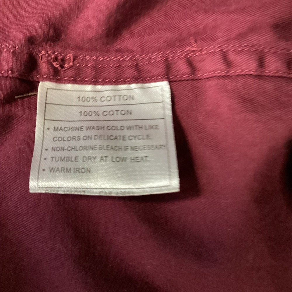 Ariat Mens Rich Burgundy Western Large 100% Cotton Twill Long Sleeve Shirt - Picture 10 of 10